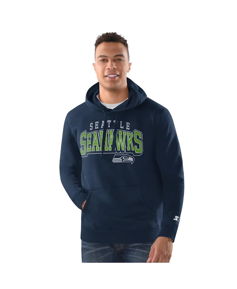 Starter Men's College Navy Seattle Seahawks Pullover Hoodie