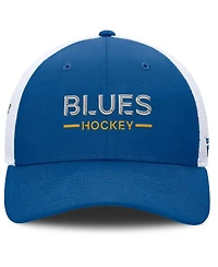 Fanatics Men's Blue/White St. Louis Blues Authentic Pro Rink Lockup Adjustable Trucker Hat