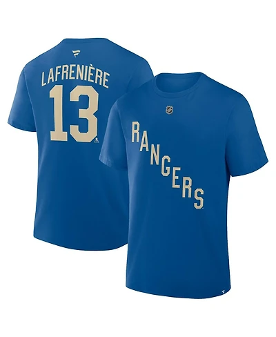 Fanatics Men's Alexis Lafreniere Blue New York Rangers Authentic Stack Name Number T-Shirt
