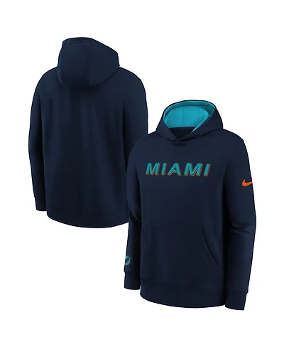 Nike Big Boys and Girls Pitch Blue Miami Dolphins 2025 Rivalries Collection Club Hoodie