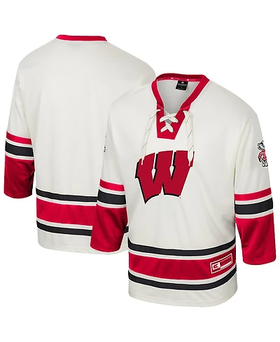 Colosseum Men's Cream Wisconsin Badgers Puck Proud Fashion Hockey Jersey