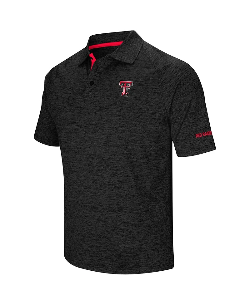 Colosseum Men's Heather Black Texas Tech Red Raiders Big Tall Down Swing Raglan Polo Shirt
