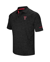 Colosseum Men's Heather Black Texas Tech Red Raiders Big Tall Down Swing Raglan Polo Shirt