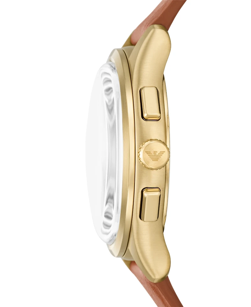 Emporio Armani Men's Chronograph Brown Leather Watch, 42mm