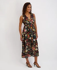 Siena Women's V-Neck Printed Striped Dress