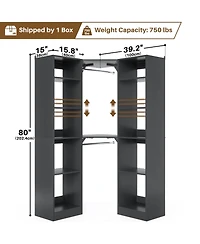 Aheaplus 40'' Large Corner Closet Organizer System with 12 Shelves, 6 Tier Walk-in 2 Hanging Rods
