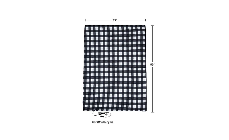 Stalwart 12V Heated Blanket for Cars, Black Plaid
