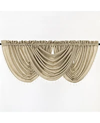 GoodGram 2-Pack: Beaded Emerald Crepe Waterfall Valances - 44 in. W x 37 L, Pumpkin Spice/Terracotta