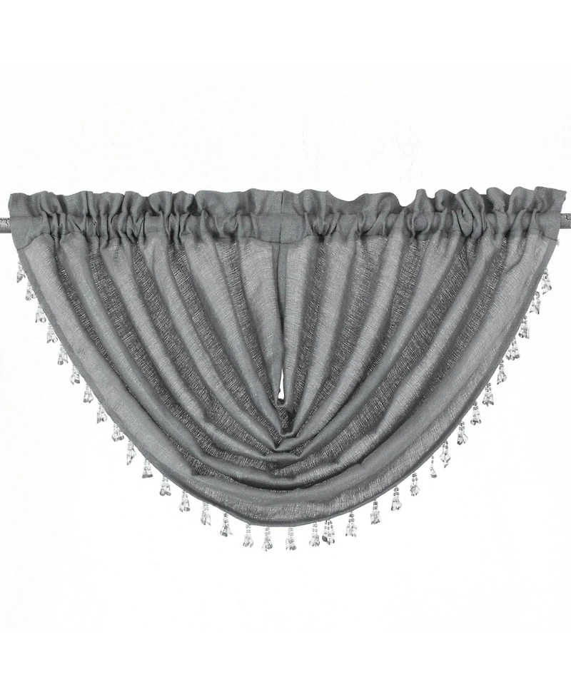 GoodGram 2-Pack: Beaded Emerald Crepe Waterfall Valances - 44 in. W x 37 L, Pumpkin Spice/Terracotta