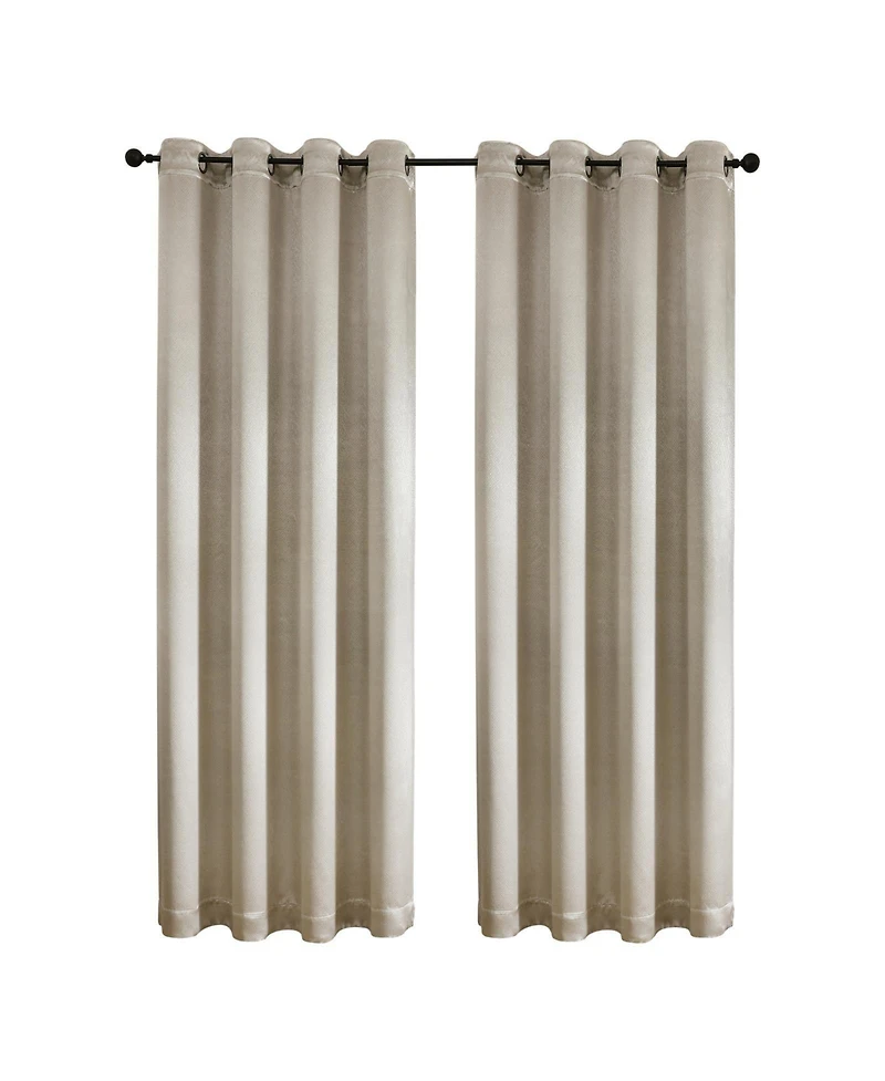 Kate Aurora 1 Piece Riyadh Light Filtering Grommet Top Embossed Diamond Jacquard Window Curtain Panel - Champagne