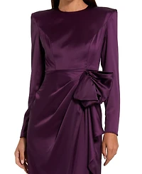 Mac Duggal Women's Long Sleeve Structured Bow Draped Column Gown
