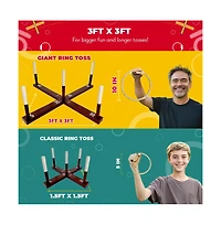 Swooc Xl Ring Toss Game (3ft x 3ft) All Weather - New Zealand Pine - With 15+ Games - Yard Games for Adults - Backyard Games
