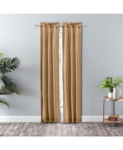Ellis Curtain Lisa Solid Color Poly 3 X22 Rod Pocket Cotton Duck Fabric Tailored Panel Pair With Ties 56 X22 X 84 X22 Tan