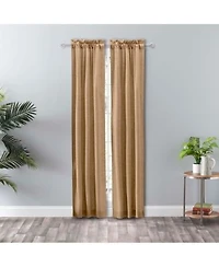 Ellis Curtain Lisa Solid Color Poly 3 X22 Rod Pocket Cotton Duck Fabric Tailored Panel Pair With Ties 56 X22 X 84 X22 Tan