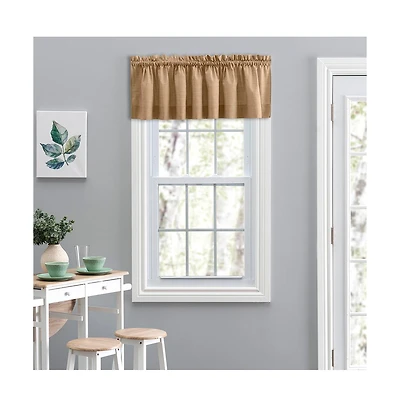 Ellis Lisa Solid Color Poly Cotton 1.5" Rod Pocket Duck Fabric Stylish Tailored Valance 58"x15" Tan