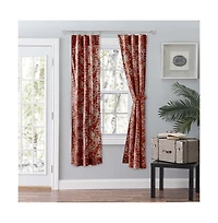 Ellis Curtain Lexington Leaf Pattern on Colored Ground Curtain Pair with Ties Brick
