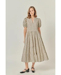 English Factory Women's Print Puff Sleeve Midi Dress