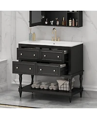 Lovmor 36inch Bathroom Vanity Cabinet with Sink Combo Set Undermount Ceramic Sink Free Standing Vanity Set