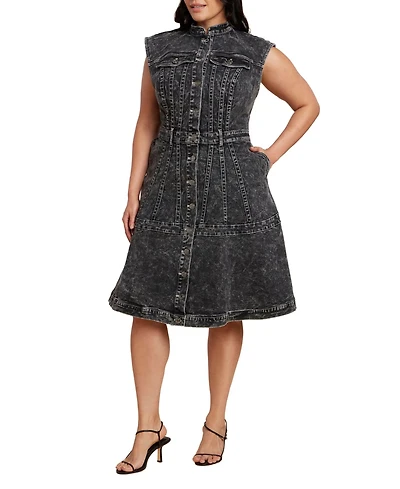Eloquii Women's Fit And Flare Denim Dress