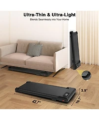 Redliro Walking Pad Treadmill with Incline, Portable Under Desk Treadmill for Home Office, Compact Walking Pad with Smart Led Display, Black