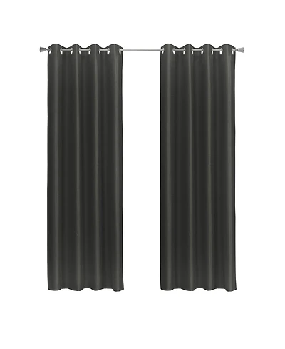 Thermaplus 100% Polyester Glacier Balance Temperature Solid Faux Silk Blackout Grommet Curtain Panel 52" x 63" Black