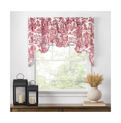 Victoria Park Toile 2-Piece Classic Print Window Valance 70" x 28" Red by Ellis Curtain