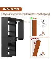 Aheaplus Closet System with Drawer, 5FT Organizer 2 Hanging Rods and Adjustable Shelf, Reversible