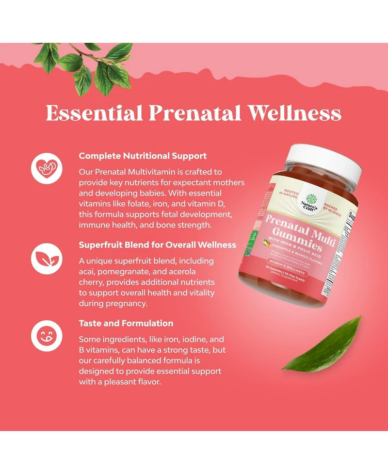Nature's Craft Prenatal Gummies, Pineapple & Mango, 90ct