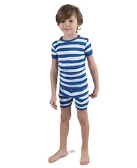 Leveret Kids Two Piece Cotton Short Sleeve Striped Holiday Pajamas