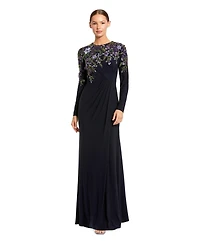 Mac Duggal Women's Embellished Long Sleeve Fitted Jersey Gown