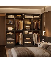 36'' Freestanding Walk-in Closet Organizer System with 3 Drawers, Heavy Duty 2 Hanging Rods & Shelves