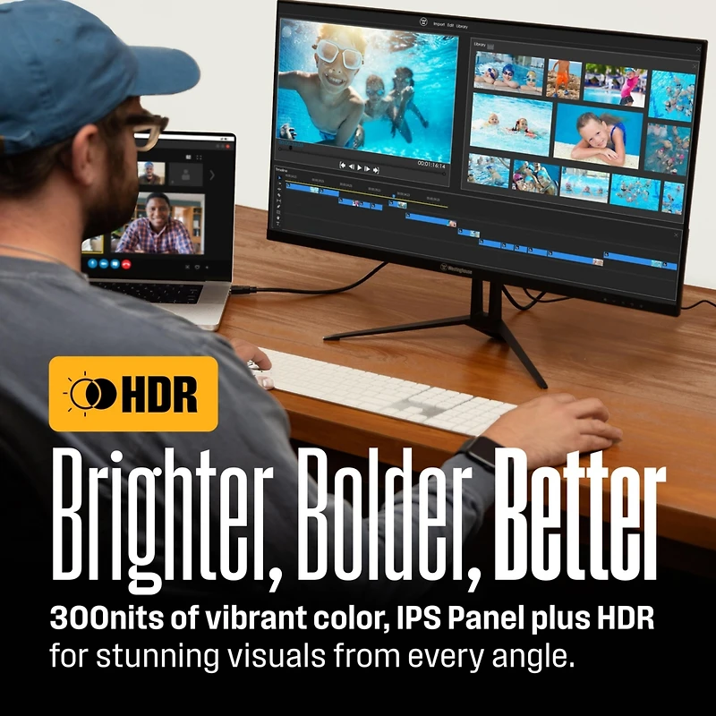 Westinghouse 24" Full Hd Ips Monitor, 100Hz, 1ms Response, Hdr, Adaptive Sync, Built-in Speakers, Hdmi & Vga, Gaming & Office (2025)