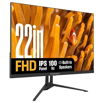 Westinghouse 22" Full Hd Ips Monitor, 100Hz, 1ms Response, Hdr, Adaptive Sync, Built-in Speakers, Hdmi & Vga, Gaming & Office (2025)