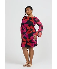 Fashion-szn Curve Women's Bold Floral Print Mini Dress