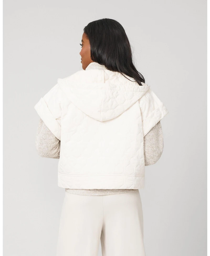 Cable & Gauge Women's Quilted Dolman Short Sleeve Zip Up Jacket
