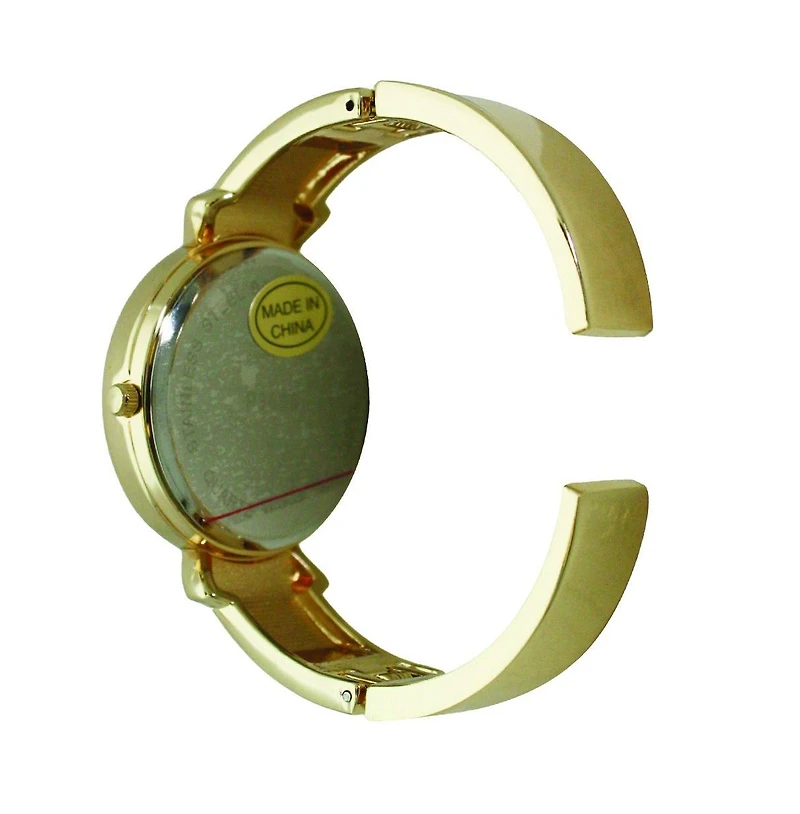 Gold Olivia Pratt Elegant Emerald Rhinestone Solid Metal Bangle Watch