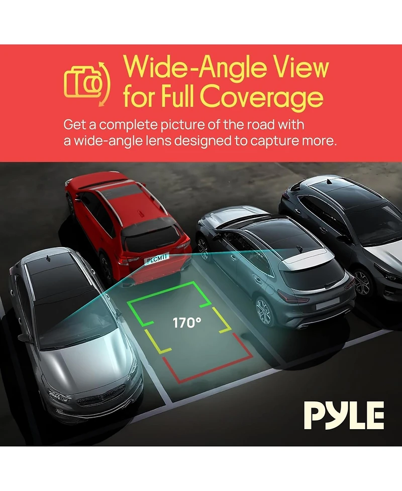 Pyle Rearview Back-Up Camera - Parking Reverse Cam with Distance Scale Line Display, Night Vision, Waterproof, PLCM11