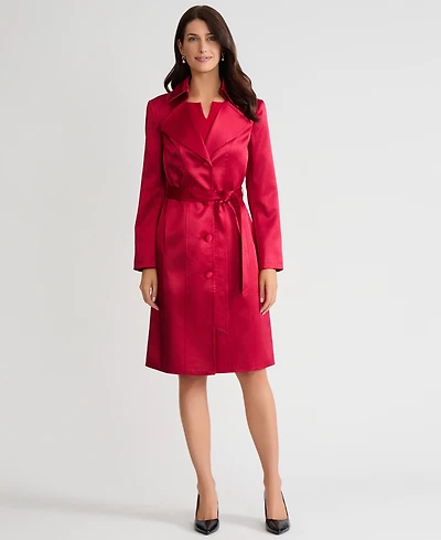 Kasper Petite Long Button Front Trench Coat