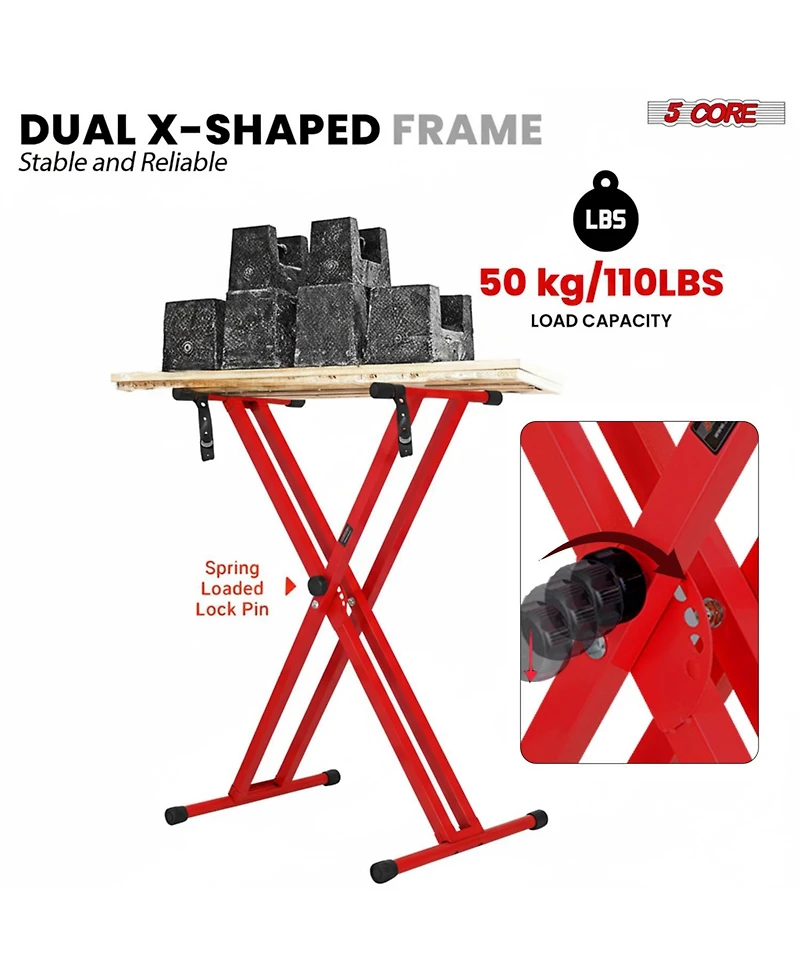 5 Core Keyboard Stand Dual X Shape Adjustable Foldable Portable Key Board Dj Controller Stands