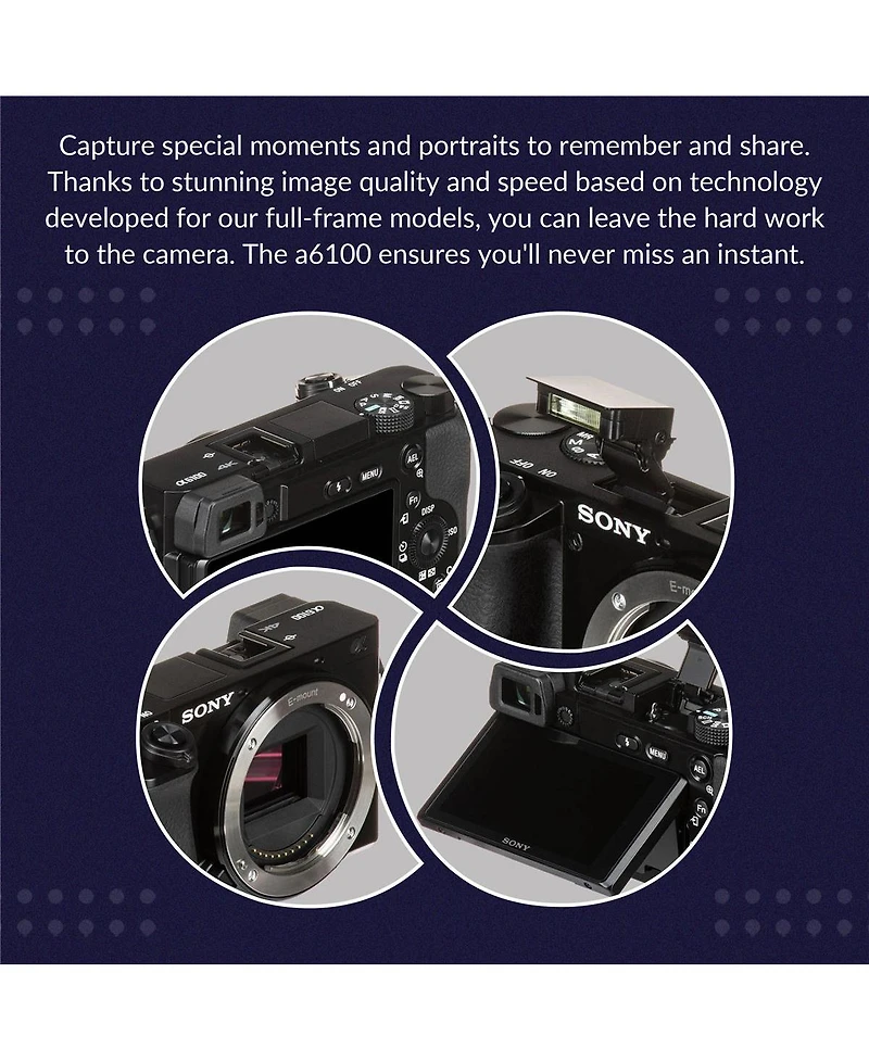 Sony Alpha A6100 Mirrorless Digital Camera, with 16-50mm Lens (Black) Basic Bundle with Filter Kit, Battery, Charger, Bag, 32GB Sd Card