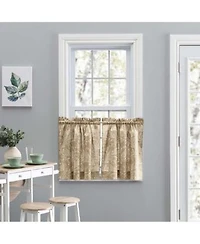 Ellis Curtain Lexington Leaf Pattern On Colored Ground Curtain Tiers 56 X22x24 X22 Tan