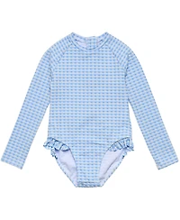 Snapper Rock Little Girls Seaside Gingham Leg Frill Surf Suit