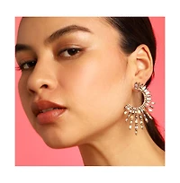 Sohi Women's Gold Embellished Rays Drop Earrings