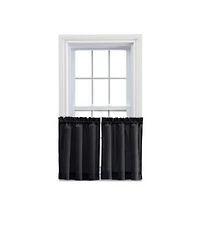 Ellis Stacey Solid Color Window 1.5 X22 Rod Pocket High Quality Fabric Tailored Tier Pair 56 X22x30 X22 Black