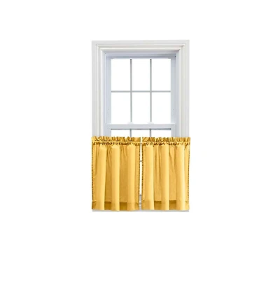 Ellis Stacey 1.5" Rod Pocket High Quality Fabric Solid Color Window Tailored Tier Pair 56"x36