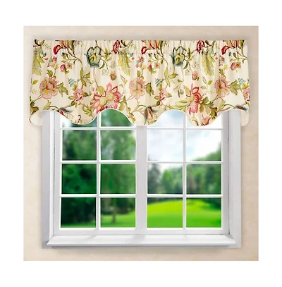 Ellis Curtain Brissac High Quality Room Darkening Natural Color Lined Scallop Window Valance - 70 x 17