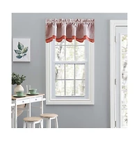 Ellis Curtain Plaza Classic Ticking Stripe Printed 3" Rod Pocket Double Layer Bradford Valance 58" x 15" Brick