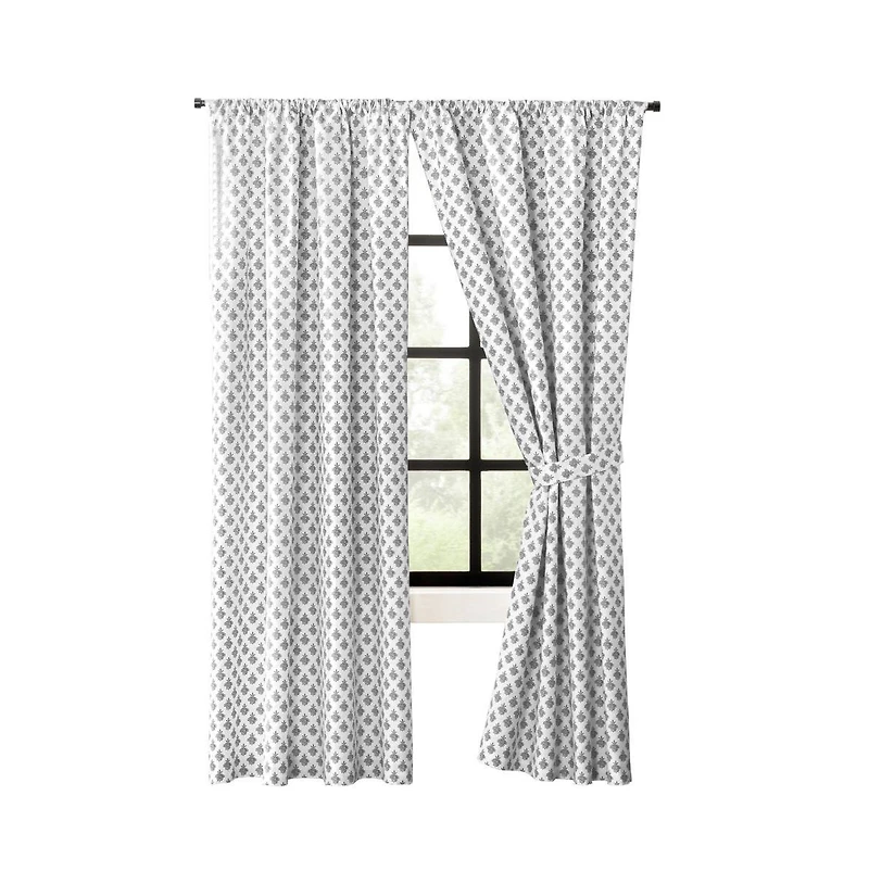 Ellis Curtain Manchester Window Treatment 3" Rod Pocket 100% Cotton Curtain Panel Pairs 100" x 63" Black