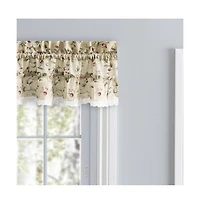 Ellis Curtain Cherries Ruffled 1.5" Rod Pocket Valance for Windows 52" x 12" Natural