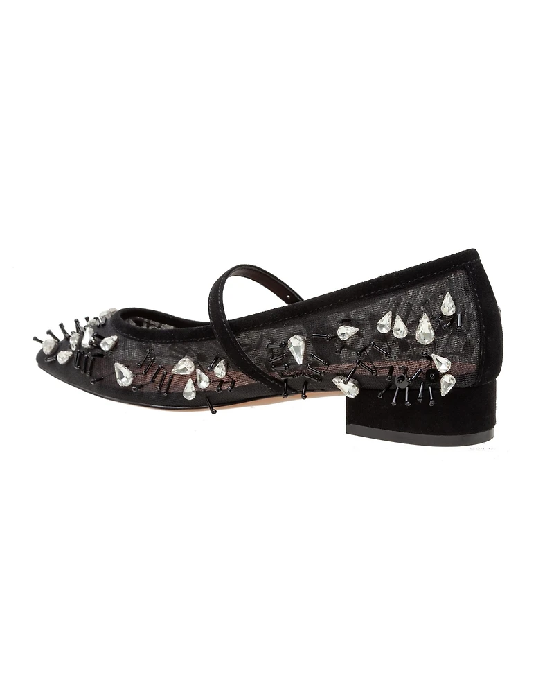 Maison | Beaded Mesh Low Heel Mj Pump